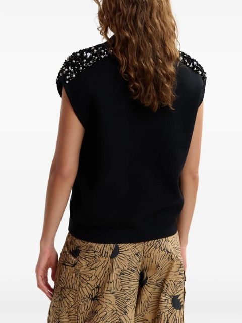 Essentiel Antwerp sequin polo top - Black