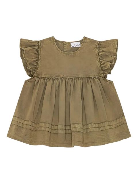GANNI ruffled top blouse - Green - zdjęcie produktu nr 1