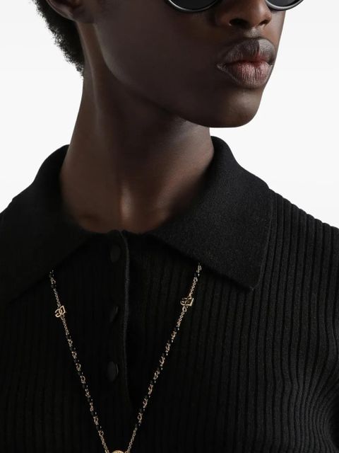 Dolce & Gabbana ribbed long-sleeve polo top - Black