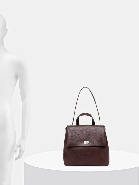 Answear.LAB plecak skórzany damski kolor brązowy mały gładki