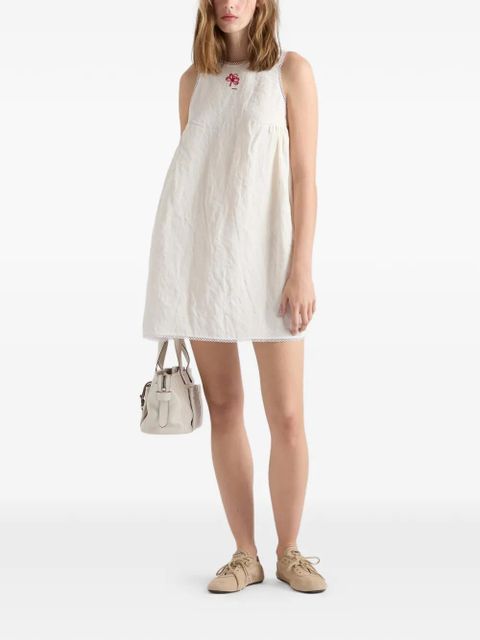 Prada embroidered slubbed canvas mini-dress - White - zdjęcie produktu nr 2