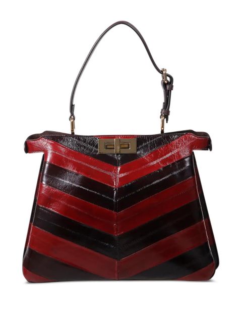 FENDI medium Peekaboo chevron-pattern tote bag - Red