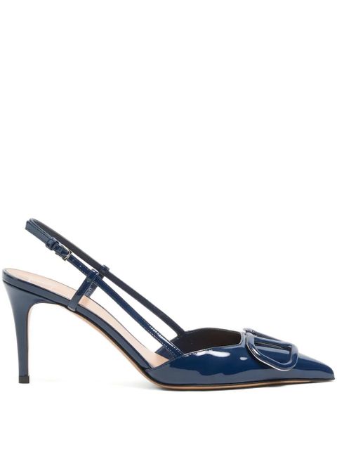 Valentino Garavani VLogo signature patent leather pump - Blue - zdjęcie produktu nr 1