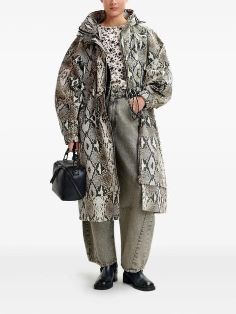 Essentiel Antwerp snakeskin-effect balloon-sleeve trench coat - Green - zdjęcie produktu nr 2