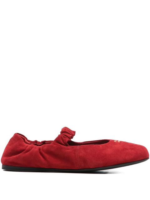 Miu Miu elasticated-strap ballet flats - Red - zdjęcie produktu nr 1