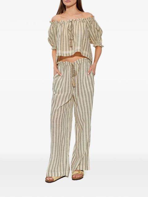 Ulla Johnson Paros ruffled striped top - Neutrals - zdjęcie produktu nr 2