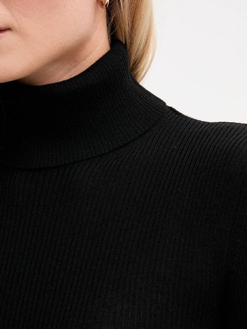 Joop! sweter wełniany damski kolor czarny z golfem 30049422