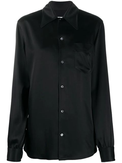Maison Margiela satin long-sleeve shirt - Black - zdjęcie produktu nr 1