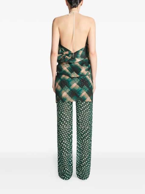 DRIES VAN NOTEN check-pattern top - Green