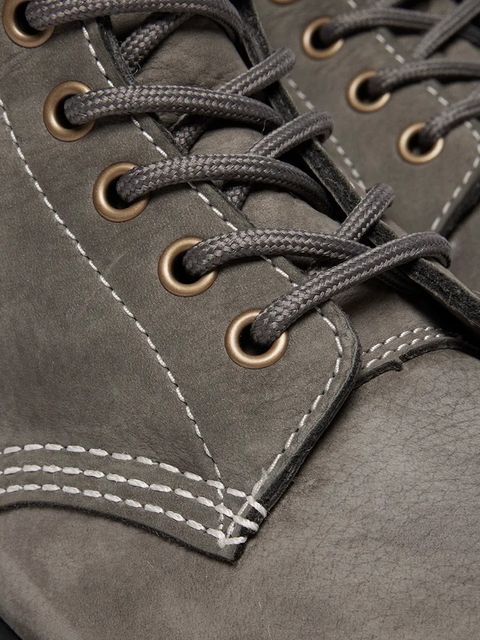 Dr. Martens workery skórzane 1460 Pascal Bex Fur Lined damskie kolor szary na platformie DM41419020