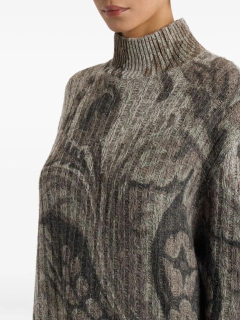 ETRO paisley-pattern ribbed sweater - Grey