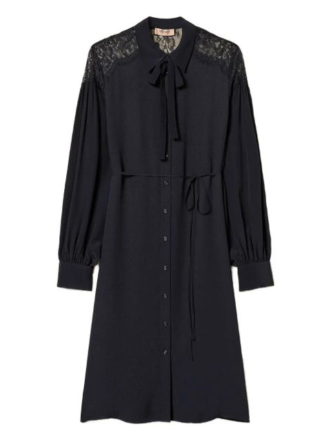 TWINSET lace-panel georgette midi dress - Black - zdjęcie produktu nr 1