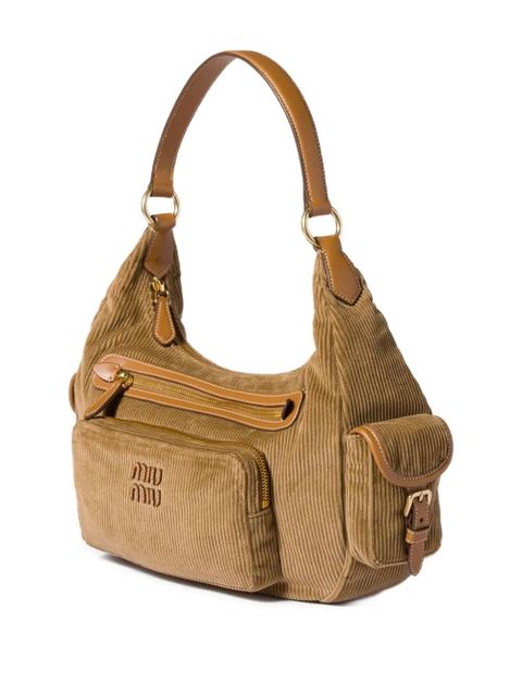 Miu Miu Pocket corduroy shoulder bag - Brown