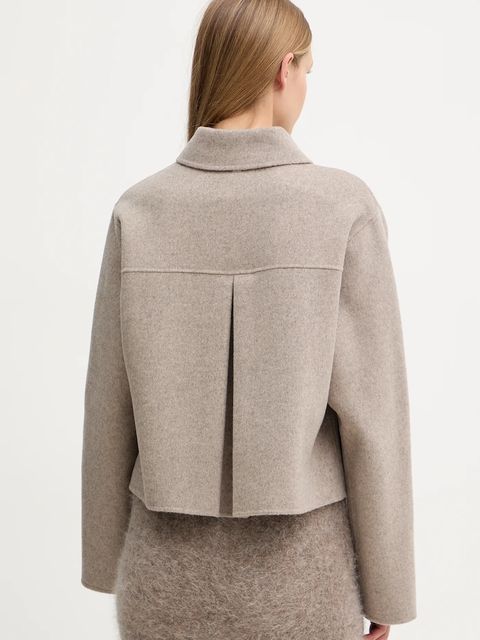 BOSS płaszcz wełniany damski kolor szary przejściowy 50543170