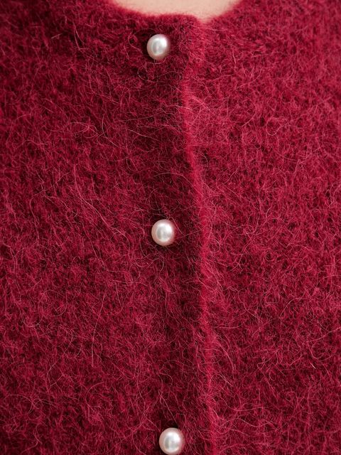 MUNTHE kardigan wełniany POVILLA damski kolor bordowy 252160025272