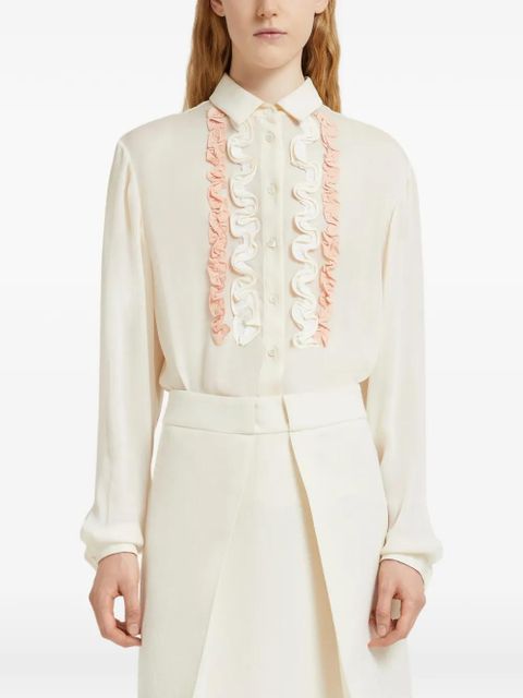 Marni ruffled long-sleeveS shirt - Neutrals - zdjęcie produktu nr 2