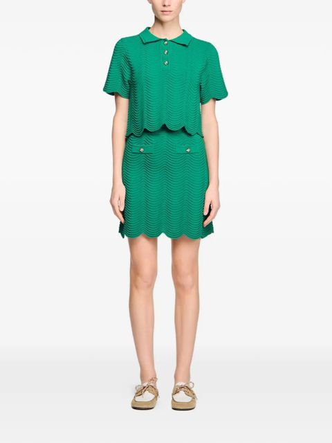 SANDRO wave-pattern knitted skirt - Green - zdjęcie produktu nr 2