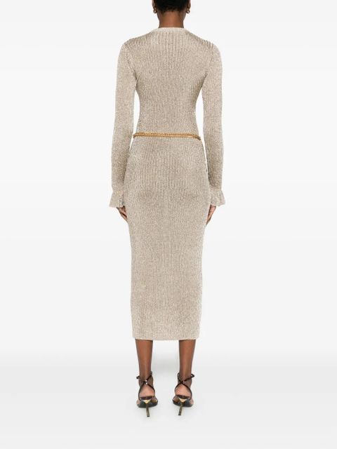 Self-Portrait ribbed midi dress - Gold - zdjęcie produktu nr 2