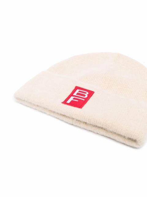 BY FAR logo-patch brushed-effect beanie - Neutrals - zdjęcie produktu nr 2