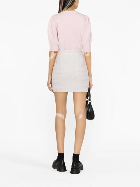 Alessandra Rich sequin-embellished tweed miniskirt - Blue