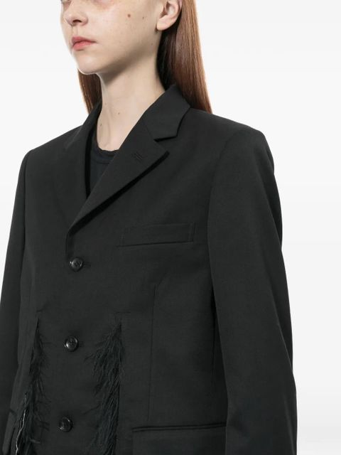 Comme Des Garçons feather-trim coat - Black
