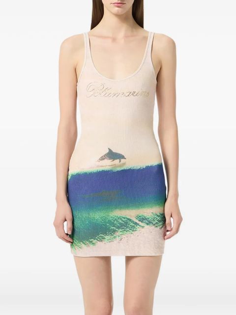 Blumarine ribbed print dress - Neutrals