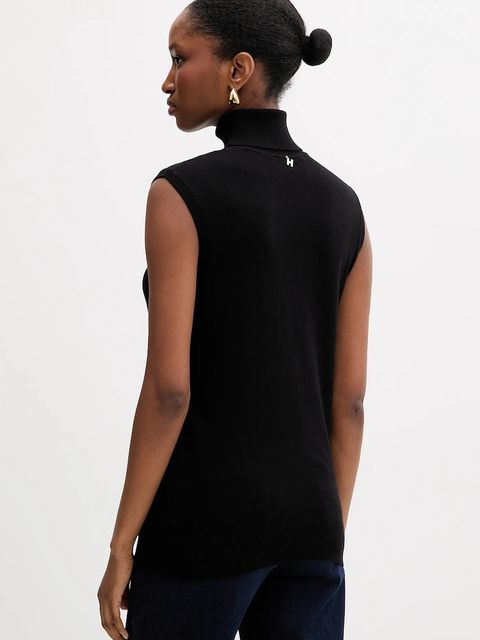 Silvian Heach kamizelka WARMI damski kolor czarny lekki z golfem GPA25037LU - zdjęcie produktu nr 2