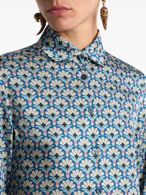 ETRO palm-motif shirt - Blue