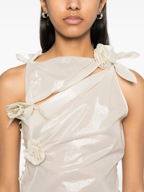 Coperni floral-appliqué asymmetric gown - Neutrals