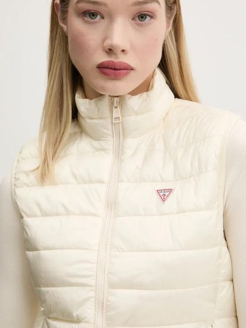 Guess Jeans bezrękawnik damski kolor beżowy przejściowy W5RN55 WHAB2