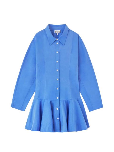 GANNI ruffled-hem shirt dress - Blue - zdjęcie produktu nr 1