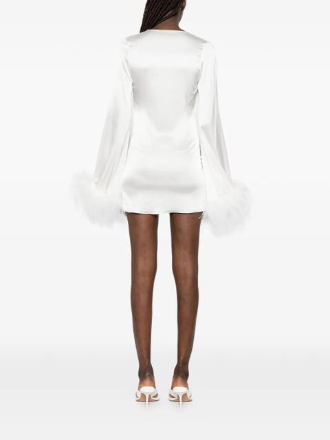 Oséree feather-trim mini dress - White