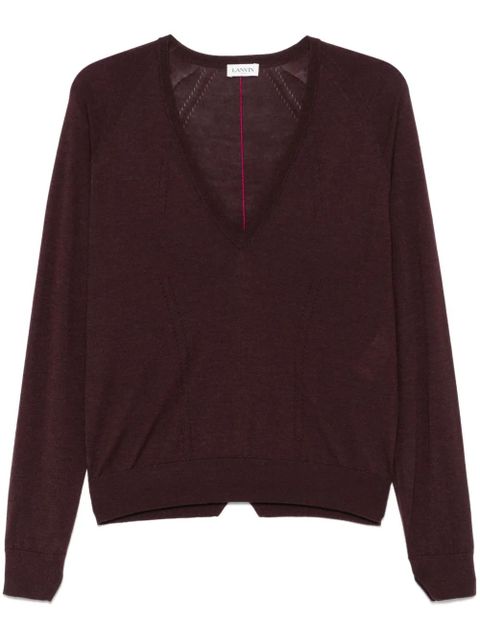 Lanvin pointelle-trim sweater - Red - zdjęcie produktu nr 1