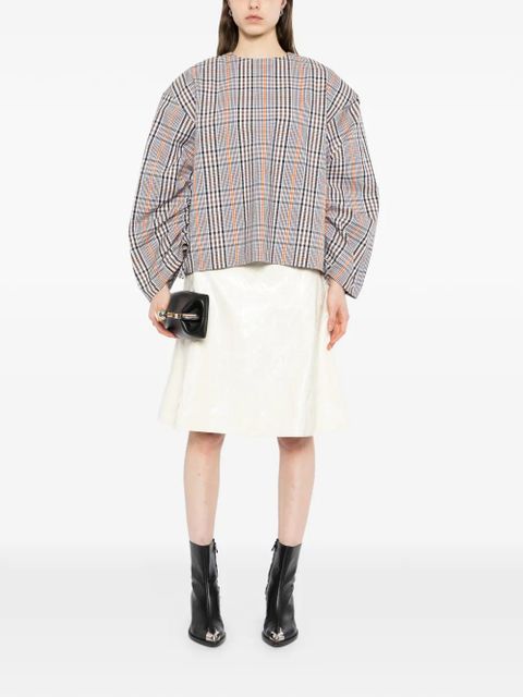 A.W.A.K.E. Mode checked drawstring-sleeve blouse - Brown - zdjęcie produktu nr 2