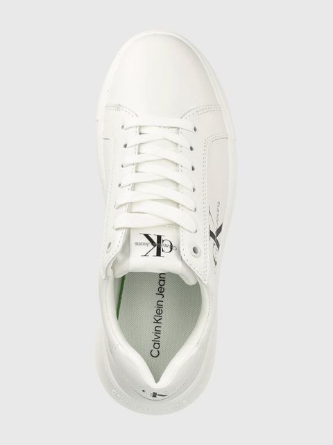 Calvin Klein Jeans sneakersy skórzane YW0YW00823 CHUNKY CUPSOLE MONOLOGO W kolor biały YW0YW00823
