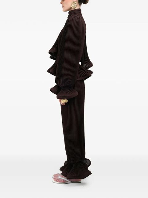 Rowen Rose pleated puffy blouse - Brown