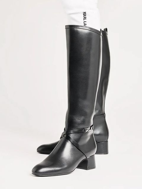 Karl Lagerfeld kozaki BONNIE damskie kolor czarny na słupku KL30375