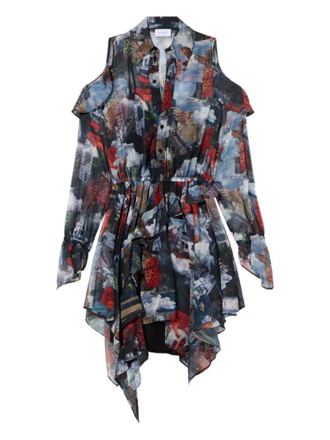 Off-White World Paint Geo ruffled asymmetric mini dress - Black - zdjęcie produktu nr 1