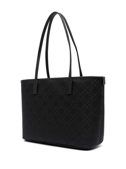 Tory Burch small T Monogram zip tote bag - Black