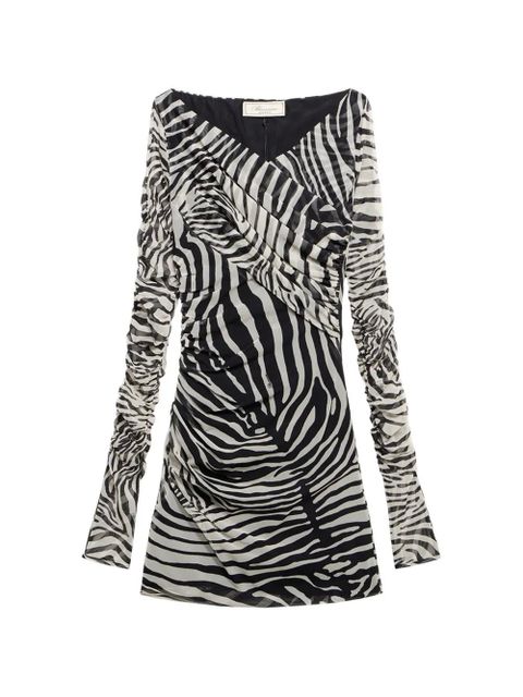 Blumarine zebra-print fitted dress - Black - zdjęcie produktu nr 1