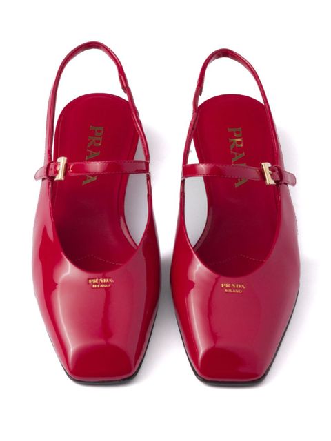 Prada leather slingback ballerina shoes - Red