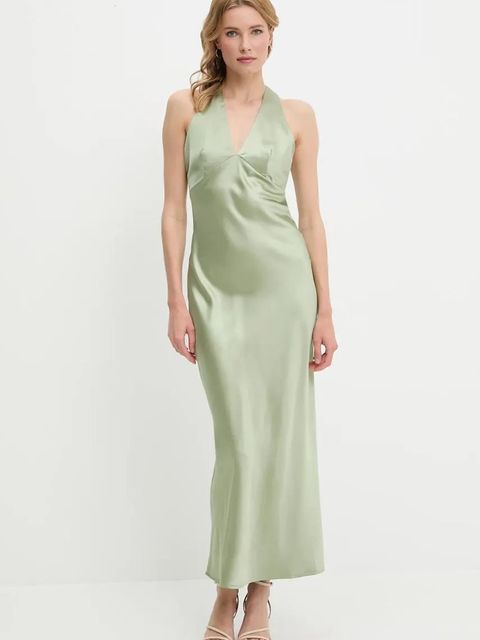 Answear.LAB sukienka kolor zielony maxi dopasowana