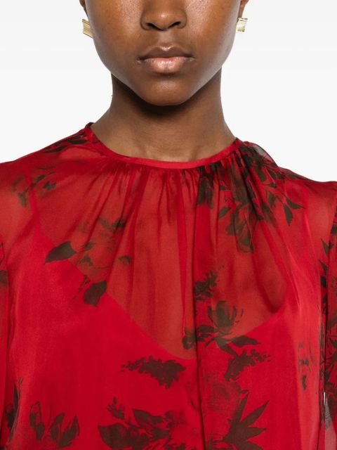 Max Mara floral-print tie-cuff blouse - Red