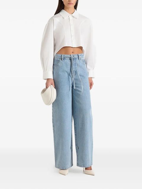 Manière De Voir Eleni balloon-sleeves cropped shirt - White - zdjęcie produktu nr 2
