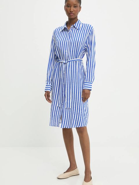 Answear.LAB sukienka z domieszką jedwabiu kolor niebieski mini prosta