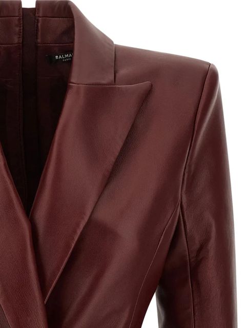 Balmain double-breasted leather mini dress - Red - zdjęcie produktu nr 2