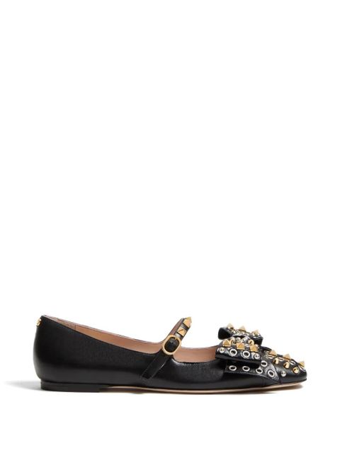 Valentino Garavani Mary-Jane Bowow ballerina in kidskin with studs - Black - zdjęcie produktu nr 1