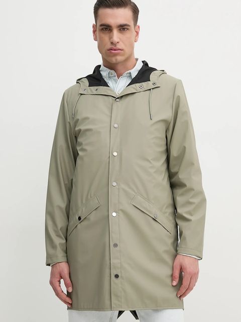 Rains kurtka Long Jacket W3 kolor zielony przejściowa 12020