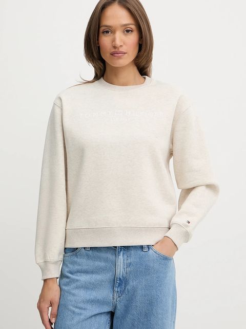 Tommy Hilfiger bluza damska kolor beżowy z nadrukiem WW0WW39791 - zdjęcie produktu nr 1