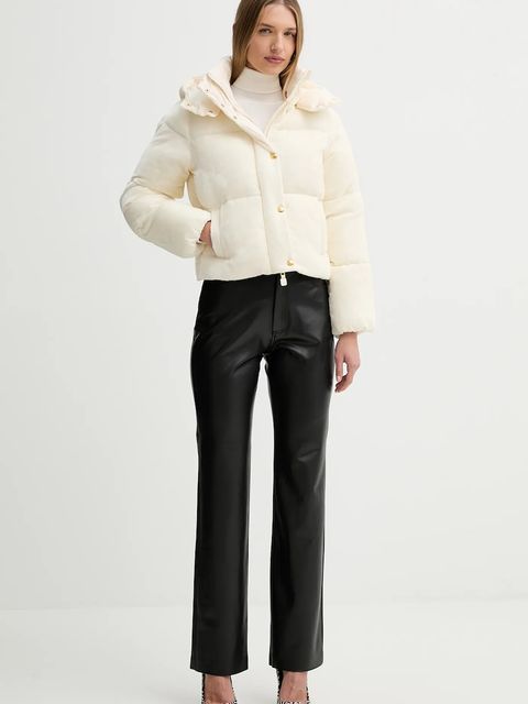 Elisabetta Franchi sweter z dodatkiem jedwabiu damski kolor beżowy lekki z golfem MK11B56E2